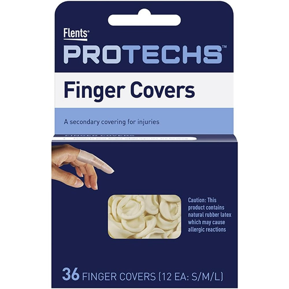 Flents First Aid Finger Cots front packaging view for disposable wound protection