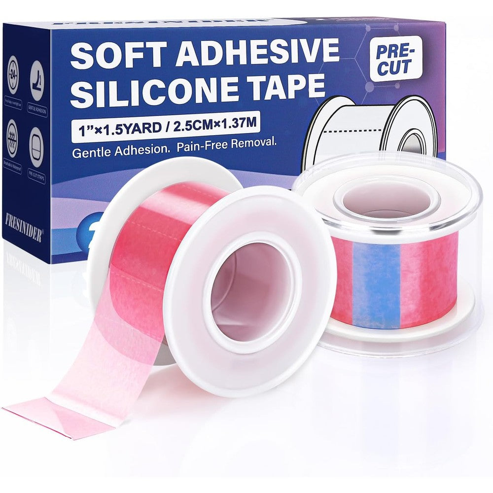 FRESINIDER Silicone Medical Tape front view of two pink rolls for sensitive skin care.