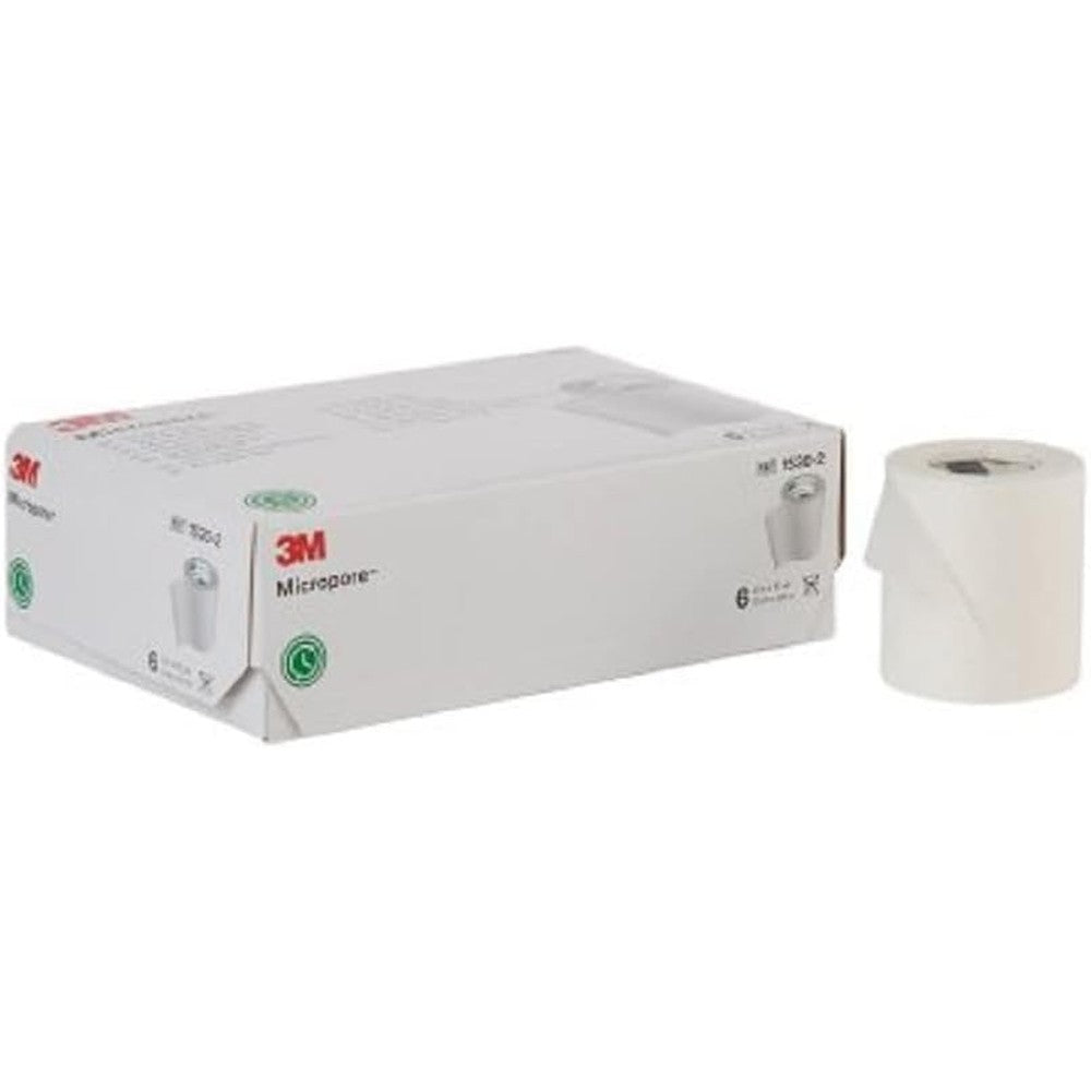 3M Micropore Surgical Paper Tape front view box of six rolls for medical securement.