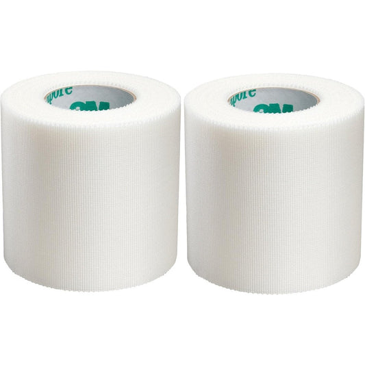 3M Durapore Surgical Tape 1538-2 Pack of 2 Rolls front view showing white silk-like medical tape cloth texture.