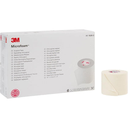 3M Microfoam Surgical Tape front view of box of six rolls for medical use