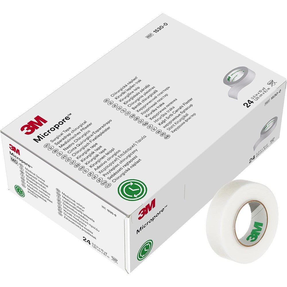 3M Micropore Surgical Tape 1530-0 front view of medical paper tape box