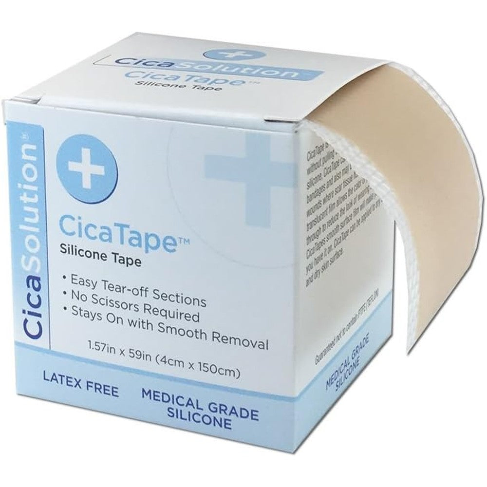 CicaTape Soft Silicone Medical Tape front view of the packaging and roll for scar reduction.