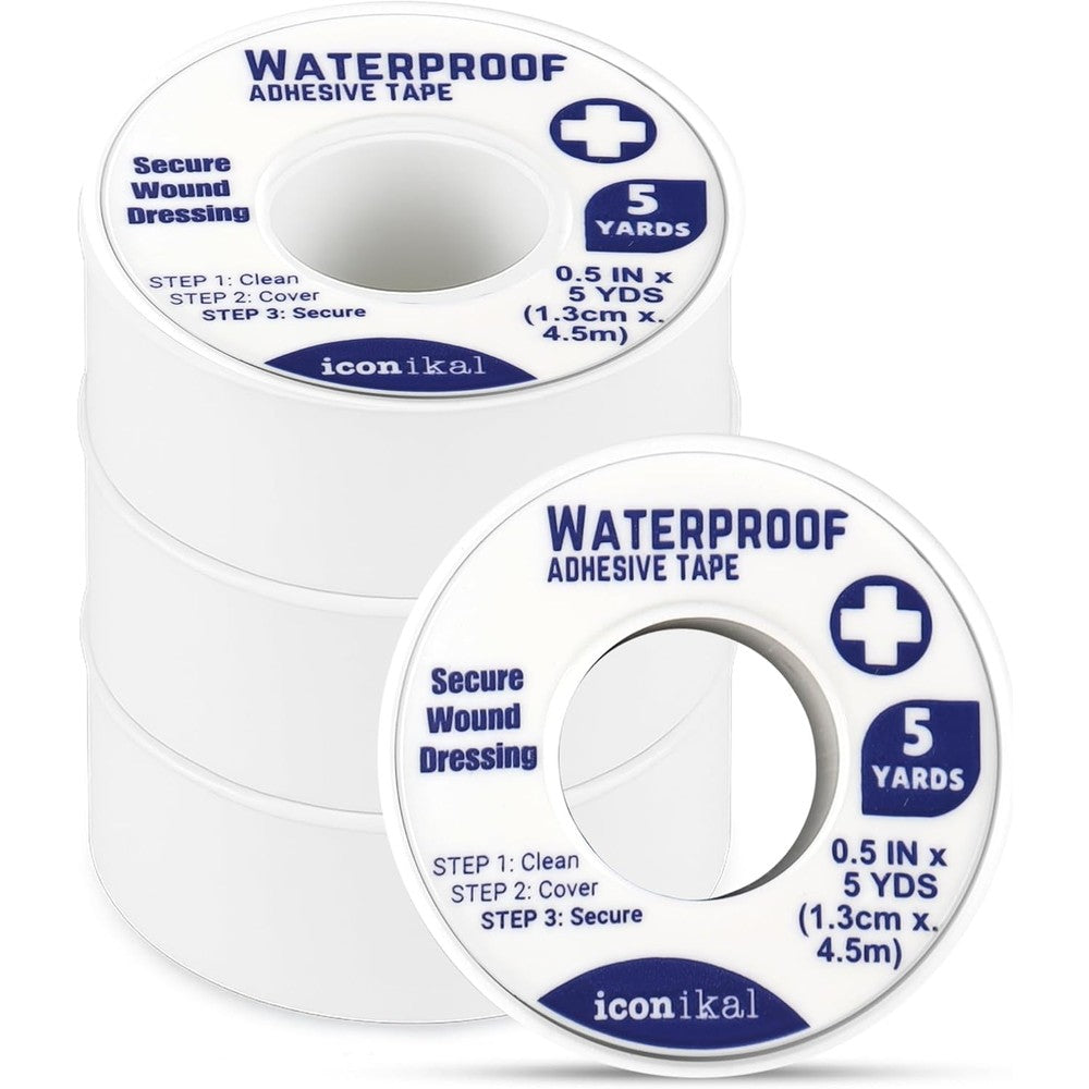 Iconikal first aid waterproof adhesive tape 4-pack front view for medical emergency kits