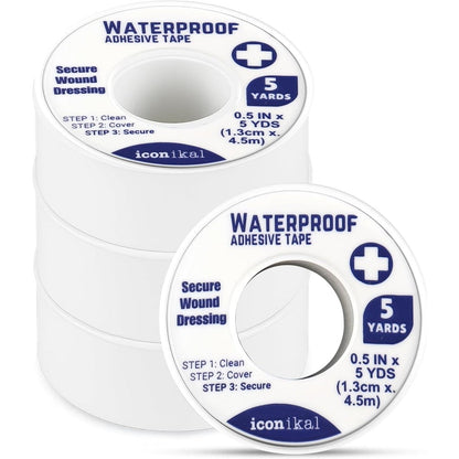 Iconikal first aid waterproof adhesive tape 4-pack front view for medical emergency kits