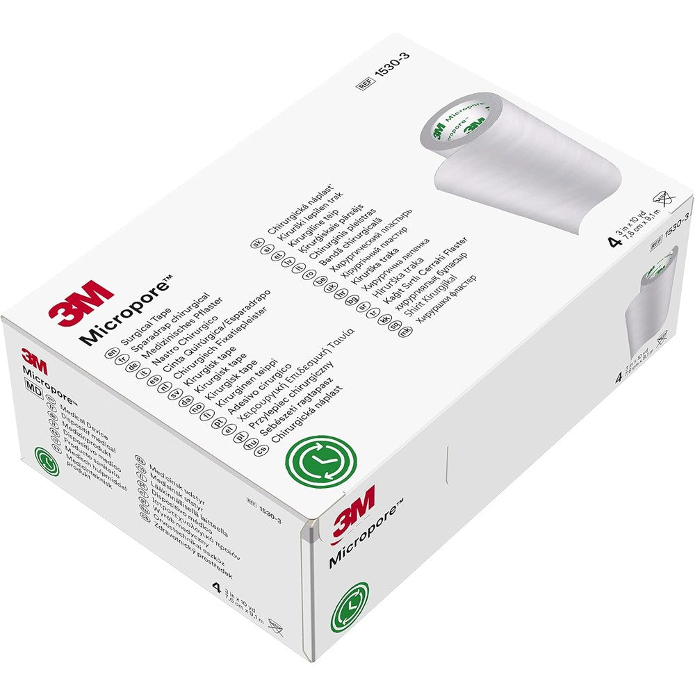 3M Micropore Surgical Tape 1530-3 four roll box front view for wound securement