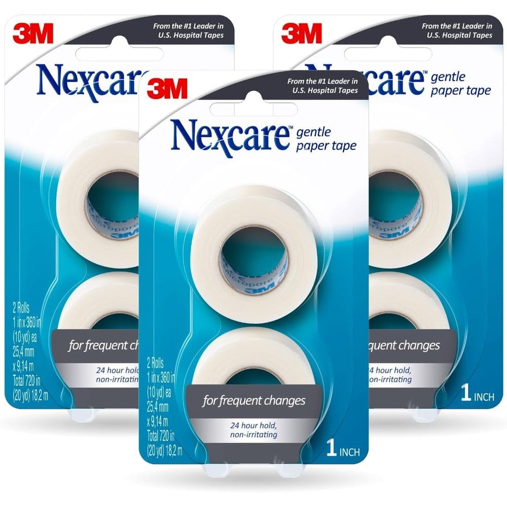 Nexcare Gentle Paper Tape 6 pack front view of medical packaging.