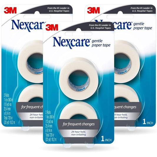 Nexcare Gentle Paper Tape 6 pack front view of medical packaging.