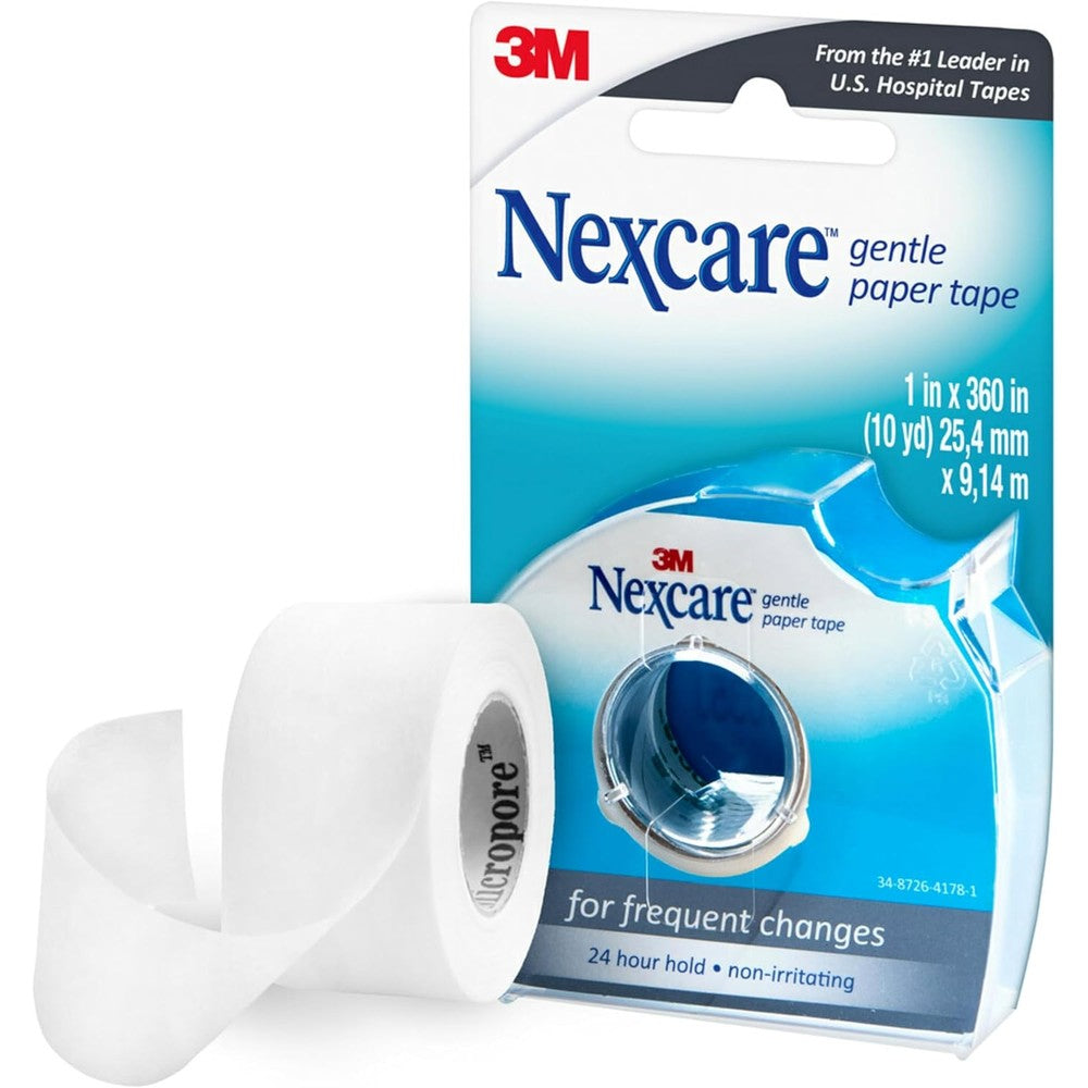 Nexcare Gentle Paper Medical Tape Dispenser front view packaging for first aid wound care.