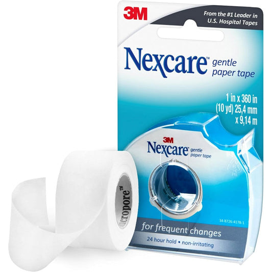 Nexcare Gentle Paper Medical Tape Dispenser front view packaging for first aid wound care.