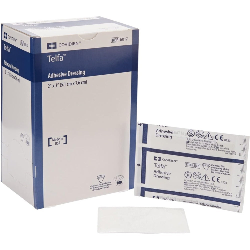 Covidien Telfa adhesive dressing box front view genuine first aid supplies