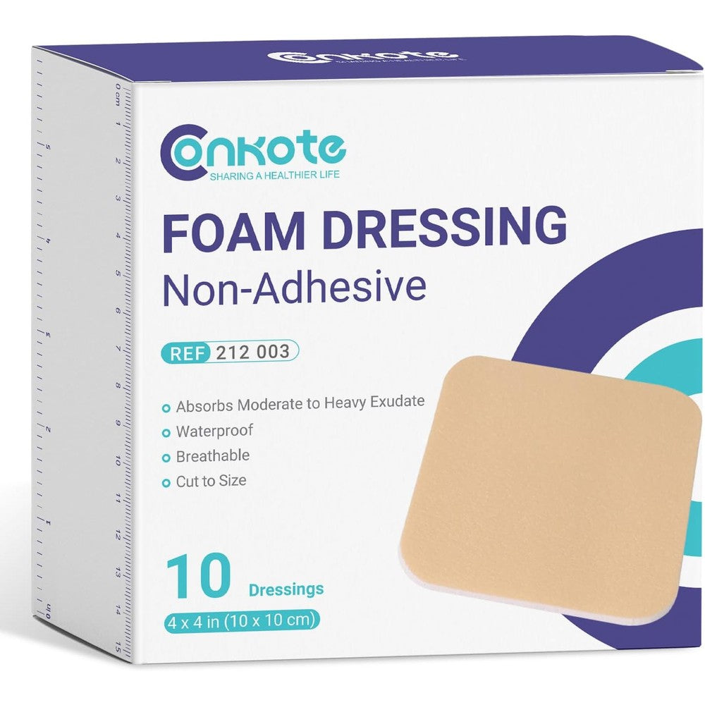 Conkote sterile non adhesive foam dressings front view of product packaging.