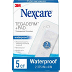 3M Nexcare Tegaderm Plus Pad Transparent Dressing front view of the 5 count packaging