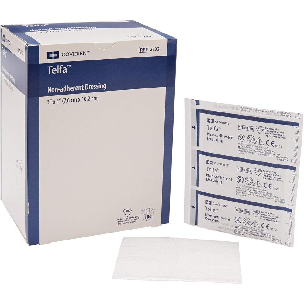 Covidien Telfa non adherent dressing box front view for medical wound care