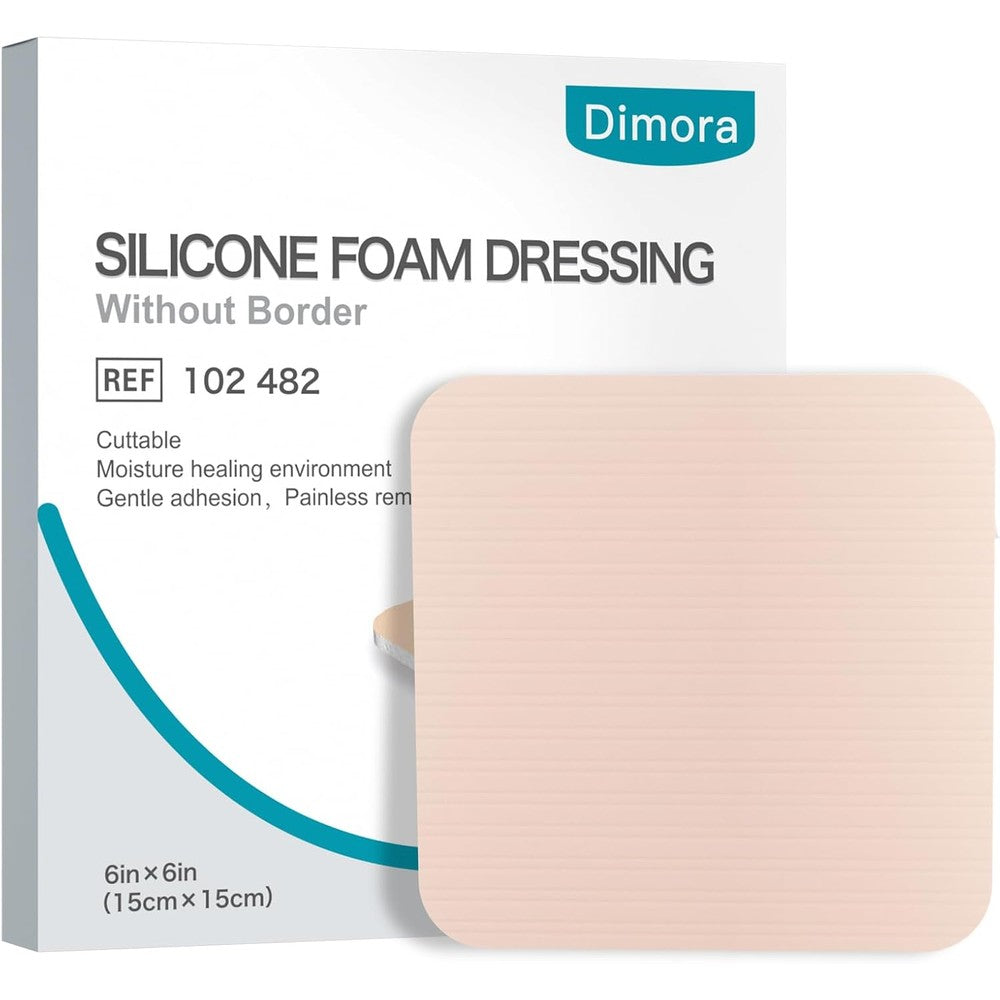 Dimora silicone foam dressing without border front packaging view for advanced wound care