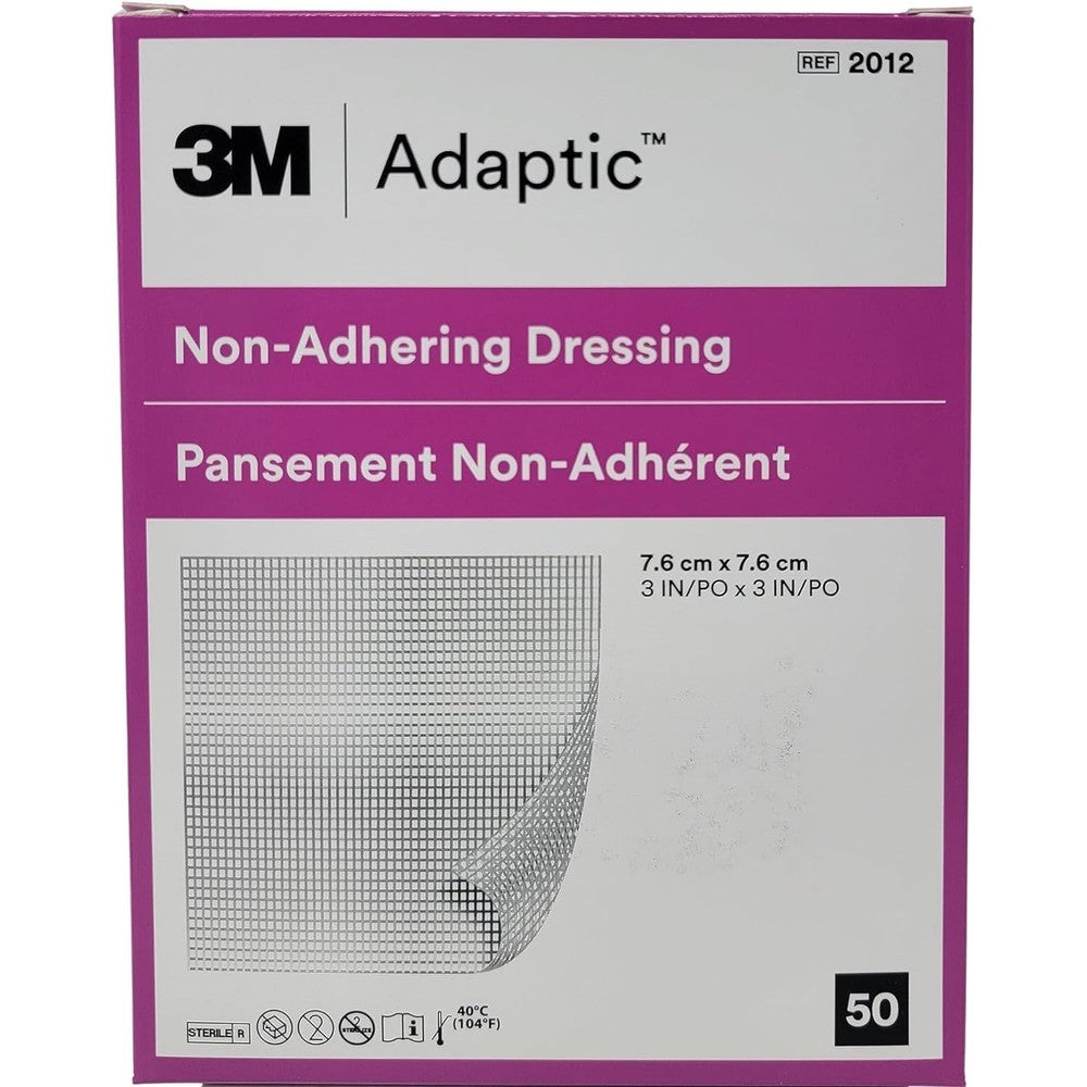 Adaptic Non Adherent Dressing Box Of Fifty Count Front View Sterile Primary Wound Care Mesh