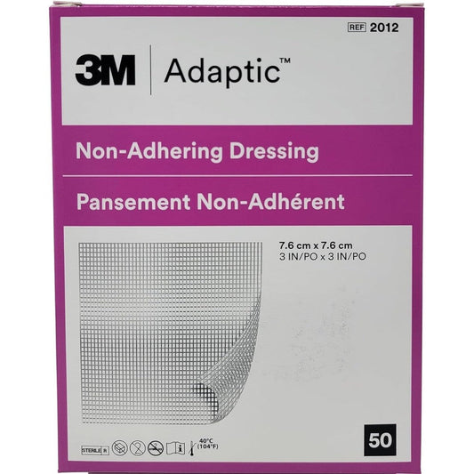 Adaptic Non Adherent Dressing Box Of Fifty Count Front View Sterile Primary Wound Care Mesh