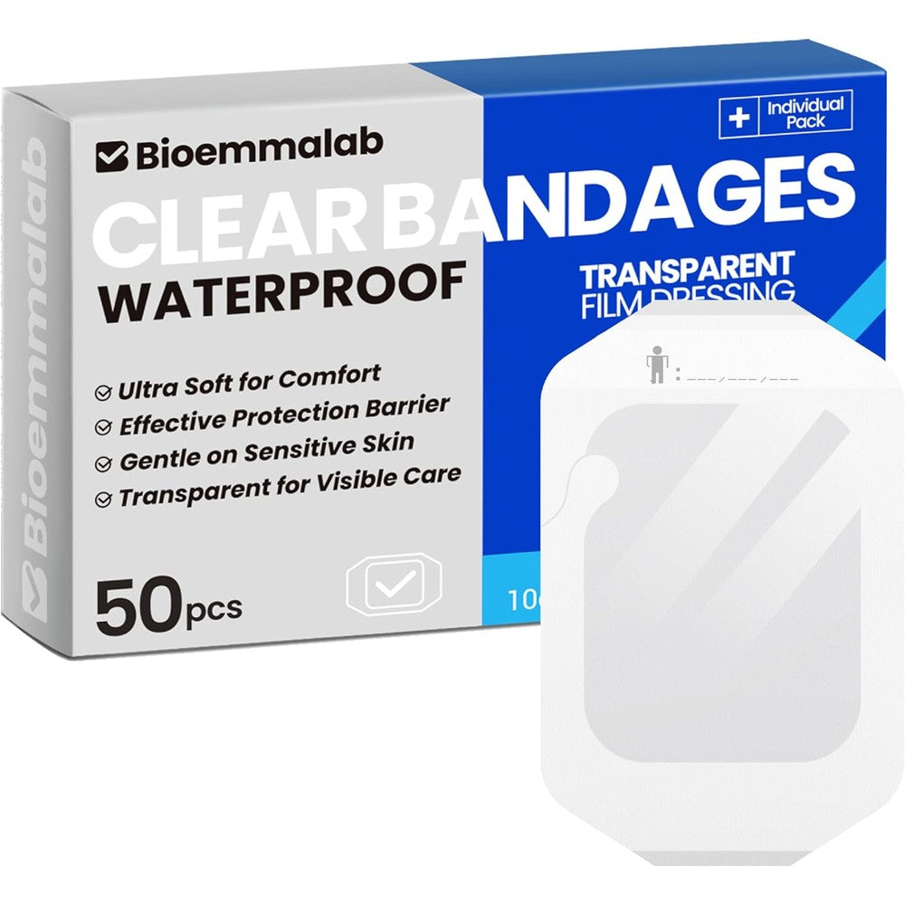 Bioemmalab large waterproof bandages front view pack for medical wound care.