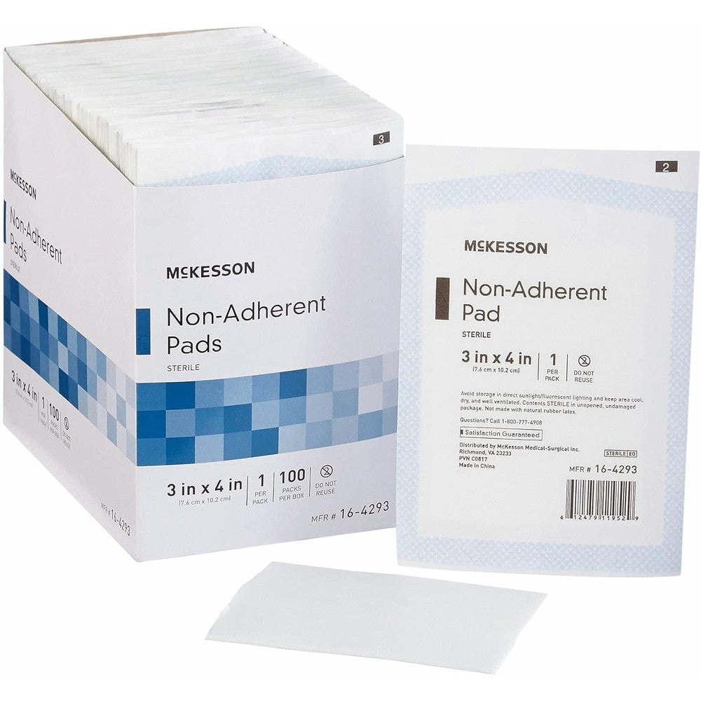 McKesson Non Adherent Sterile Dressing Pads front view box packaging