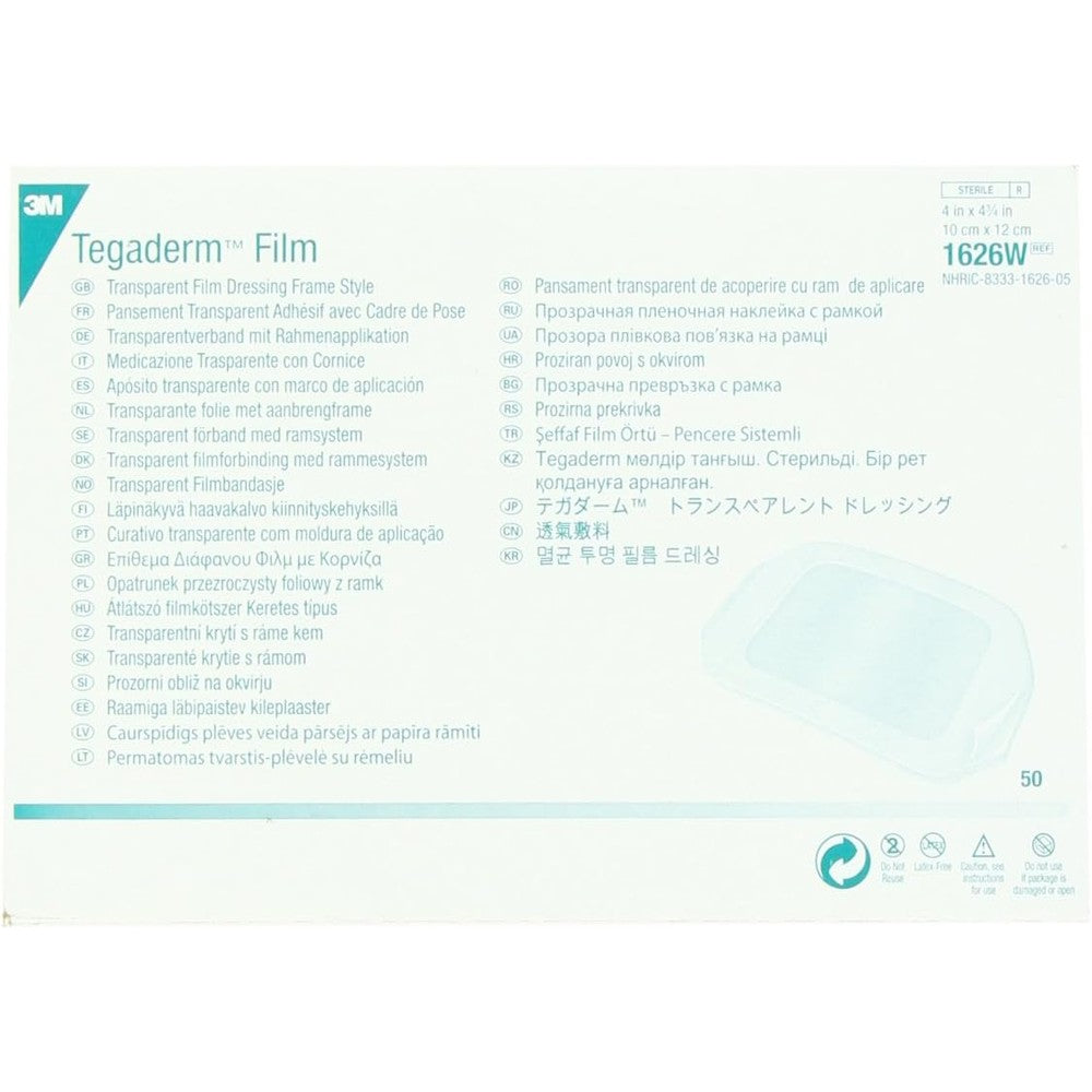 3M Tegaderm transparent dressing 1626w box front view showing sterile packaging