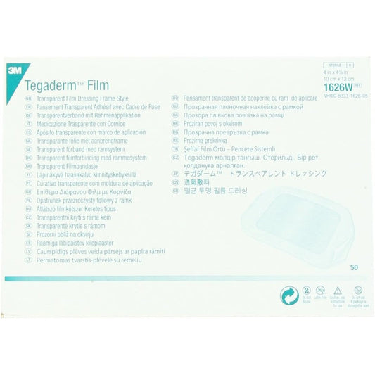 3M Tegaderm transparent dressing 1626w box front view showing sterile packaging