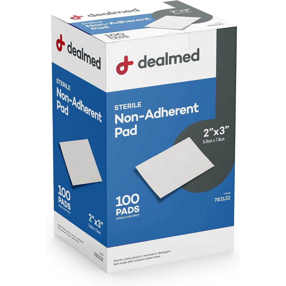 Dealmed Sterile Non Adherent Gauze Pads box front view first aid supplies