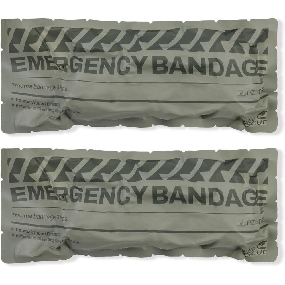 Rhino Rescue 6 Inch Israeli Style Emergency Bandage front view of vacuum sealed packaging