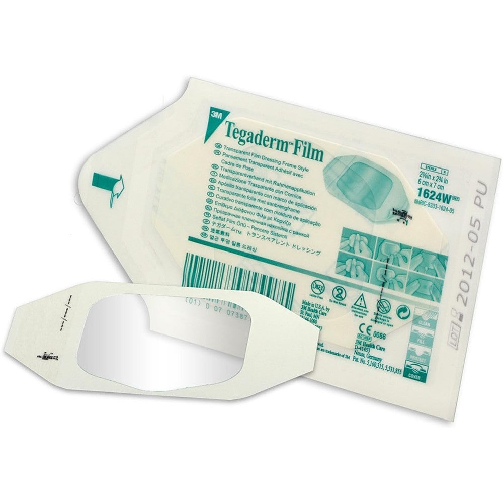 3M Tegaderm 1624W Transparent Film Dressing 100 count box front view medical grade sterile bandage