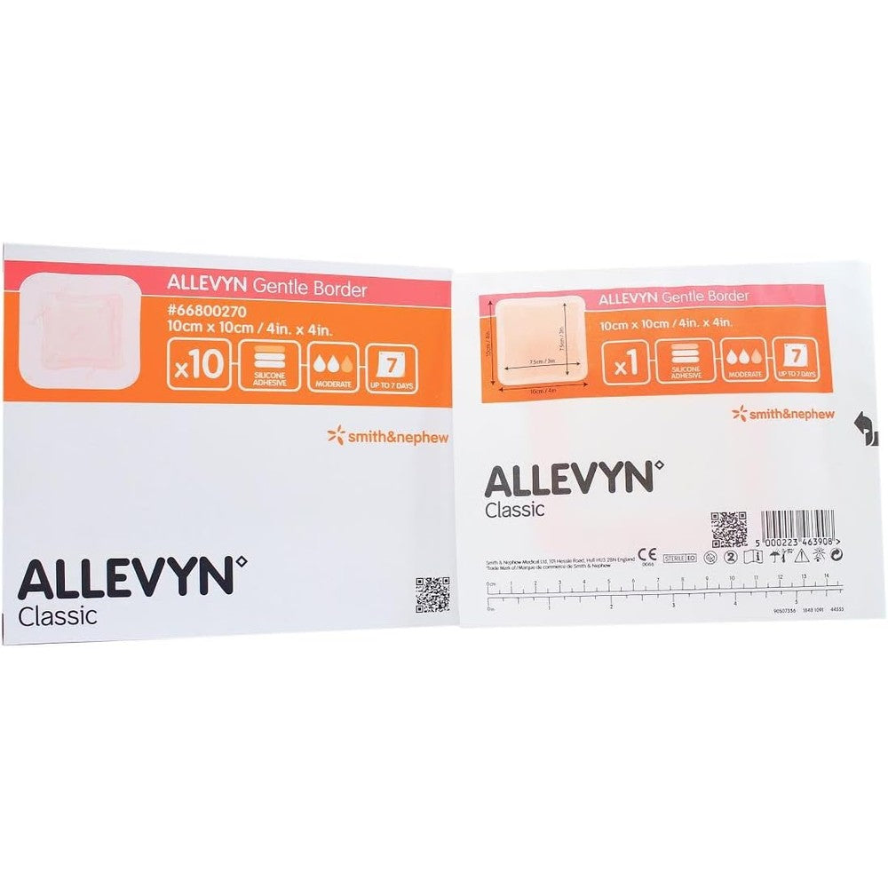 Smith and Nephew Allevyn Gentle Border dressing front view box of ten pack