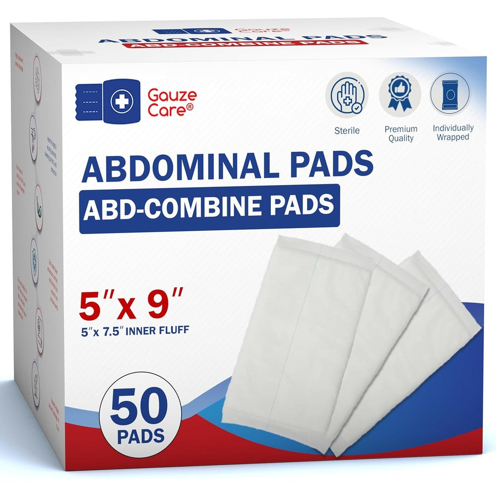 GauzeCare Sterile Abdominal ABD Combine Pads 50 pack front view packaging