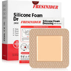 FRESINIDER silicone foam dressing front packaging box view showcasing 10 pack wound care bandages