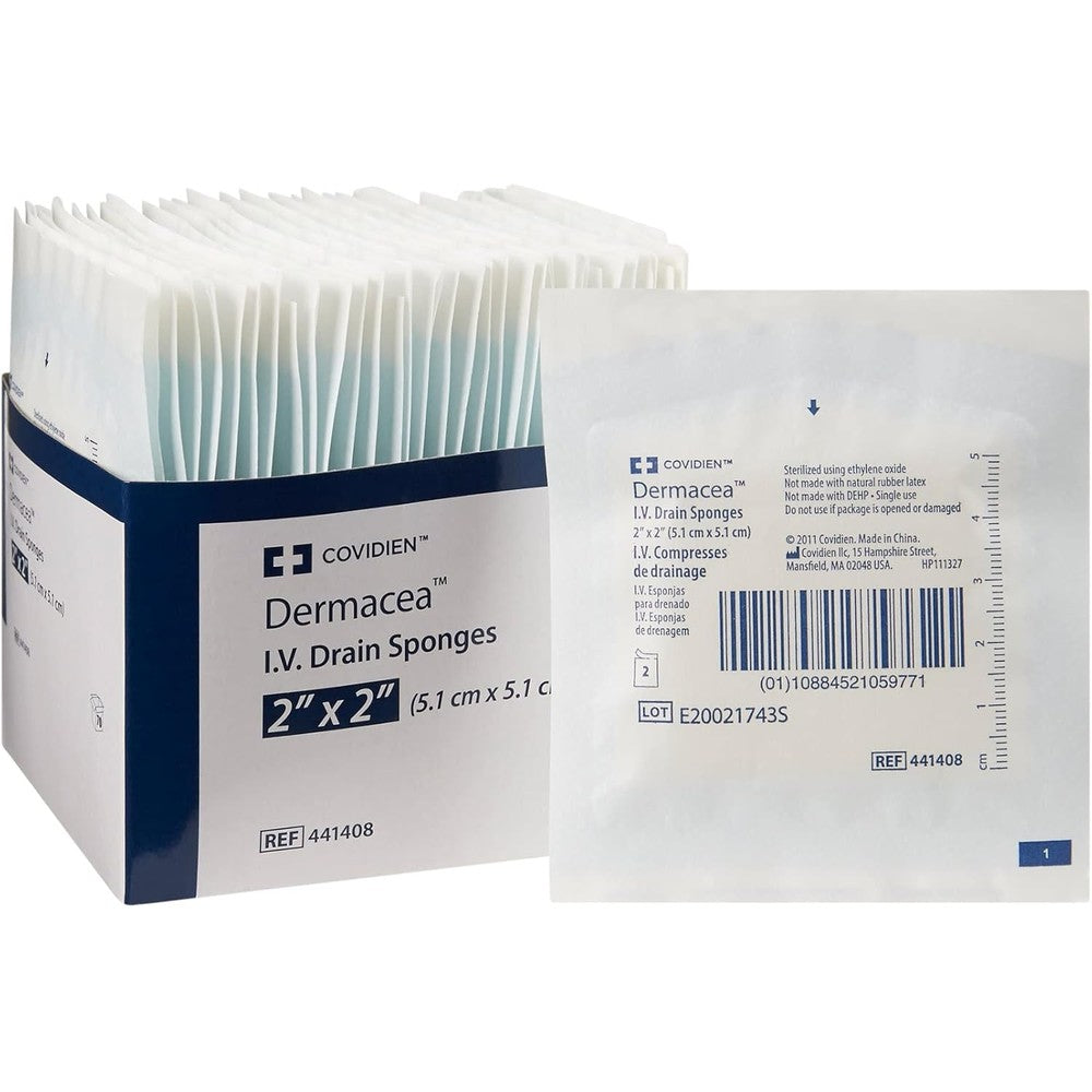 Covidien Dermacea IV Drain Sponges 441408 front view packaging