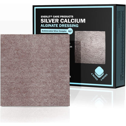 Everlit AG Silver Calcium Alginate Wound Dressing 10 pack front view showing sterile packaging