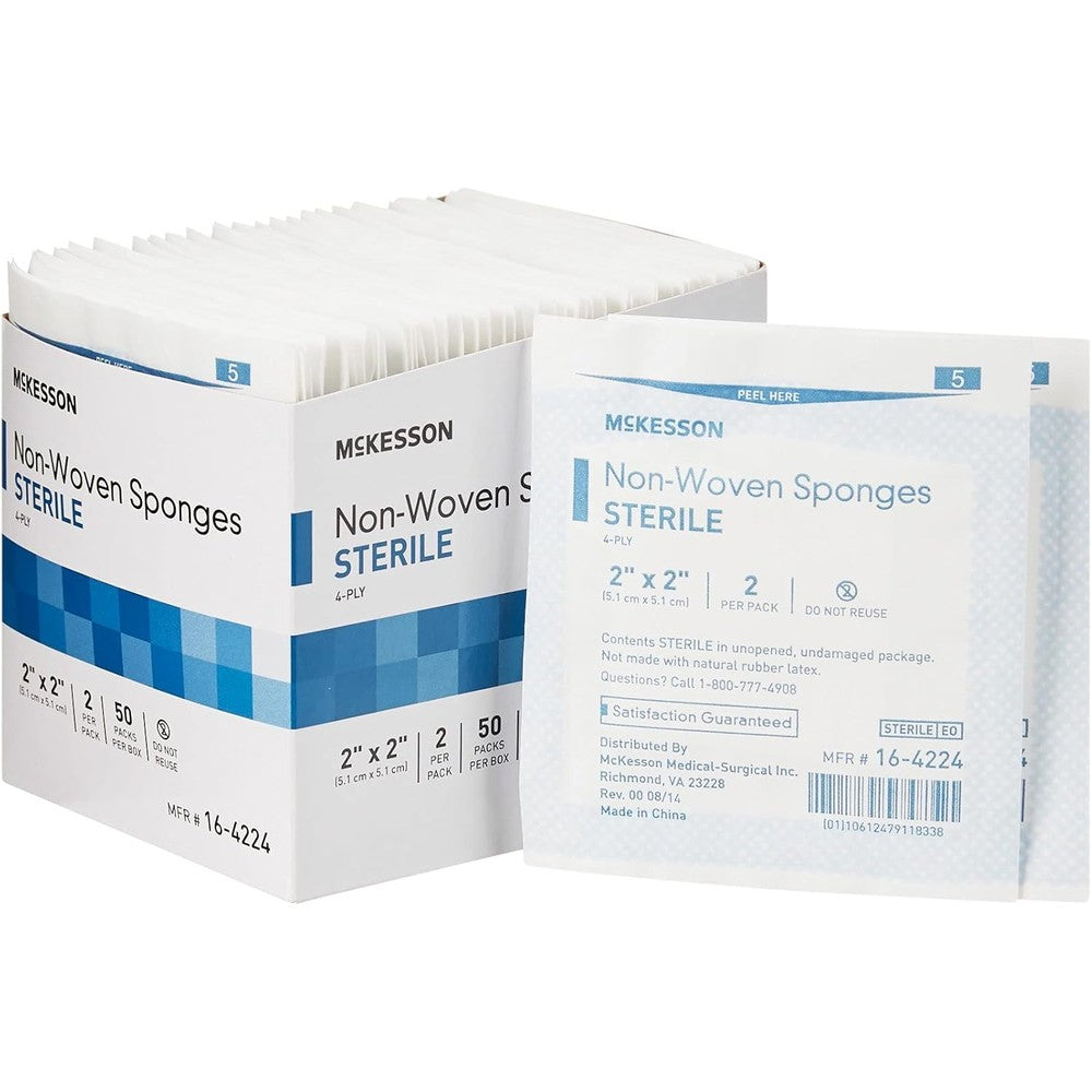 McKesson non woven sterile sponges front box packaging view