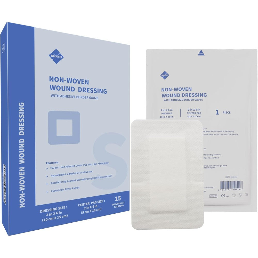 NBLEISHI sterile non woven island wound dressing front view showcasing the individual sterile packaging.