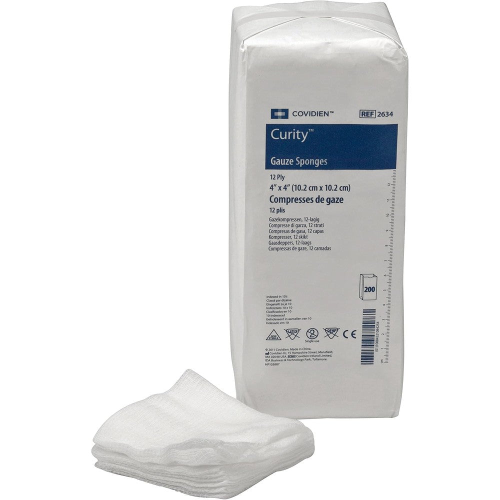 Covidien Curity Gauze Sponge front view of medical packaging