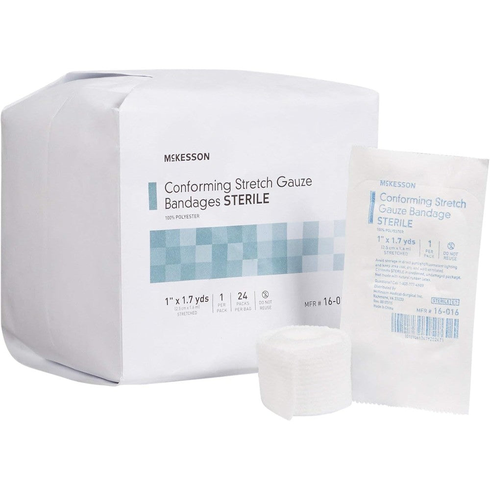 McKesson Conforming Stretch Gauze Bandages sterile first aid rolls front view packaging