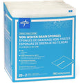 Medline sterile nonwoven gauze drain sponge fifty count box front view showcasing authentic USA packaging.