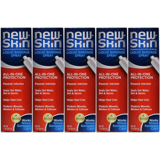 New-Skin Liquid Spray Bandage five pack front view first aid antiseptic