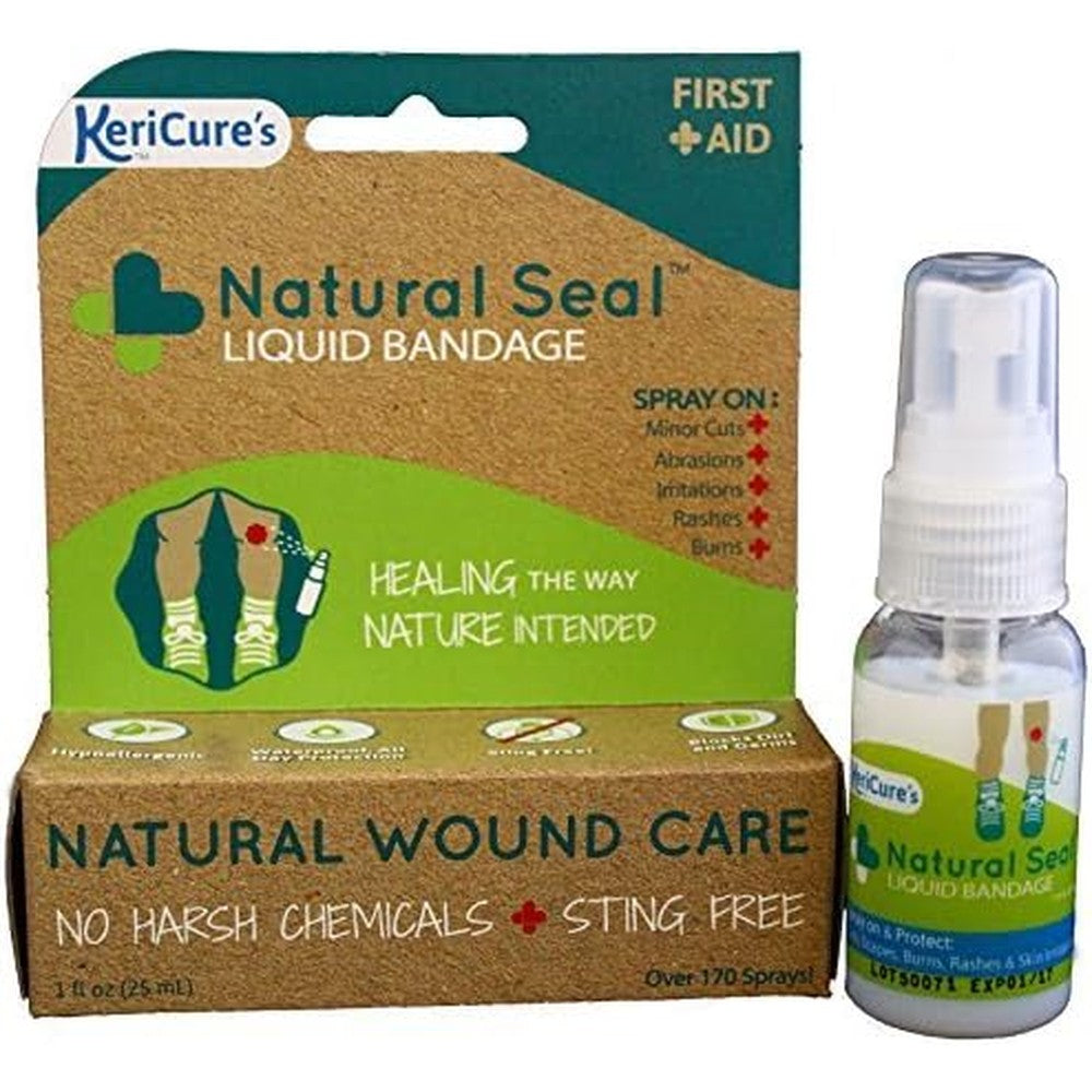 KeriCure Natural Seal Invisible Liquid Bandage Spray four pack front view authentic imported first aid skin care barrier