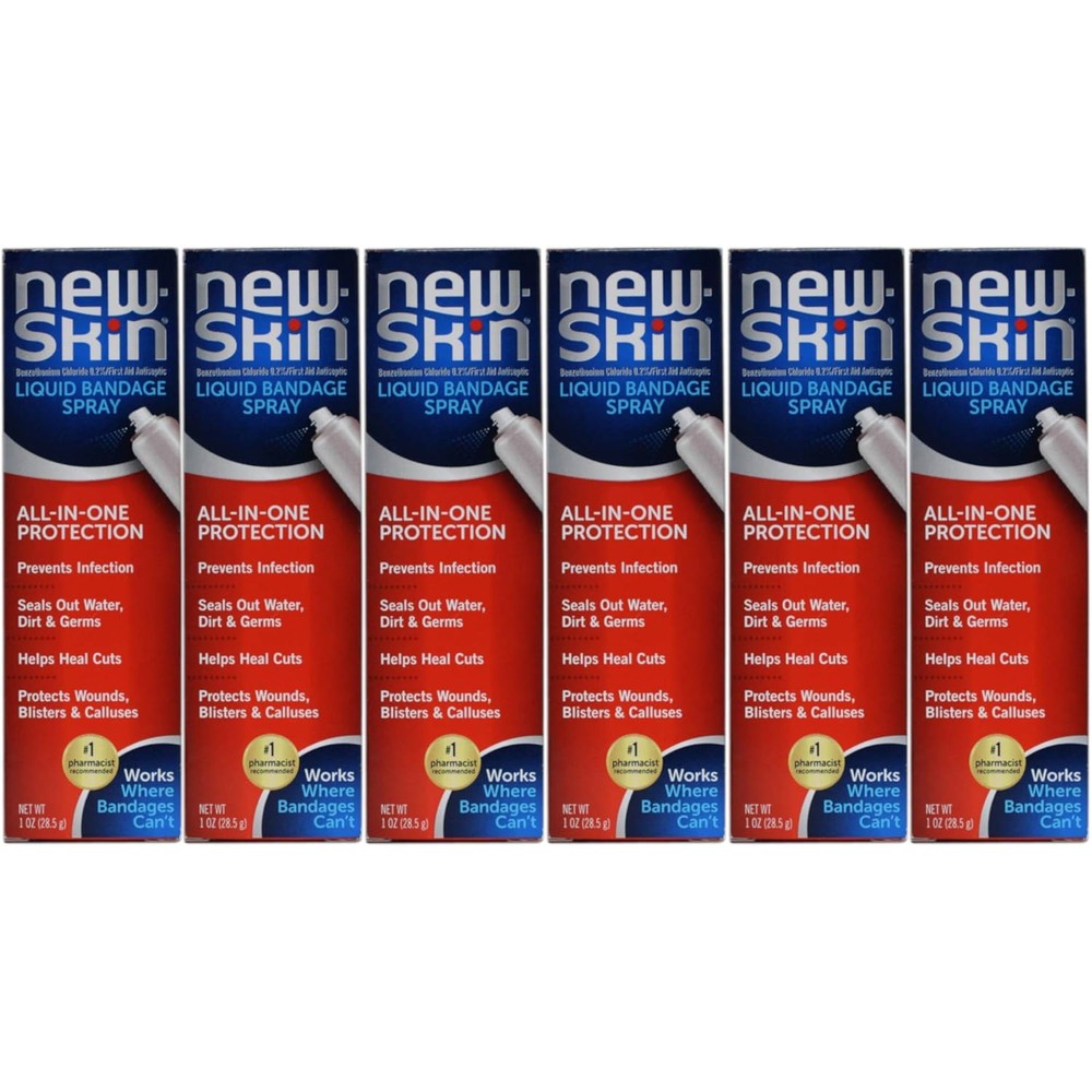 New-Skin Liquid Bandage Spray front view pack of six for first aid wound protection