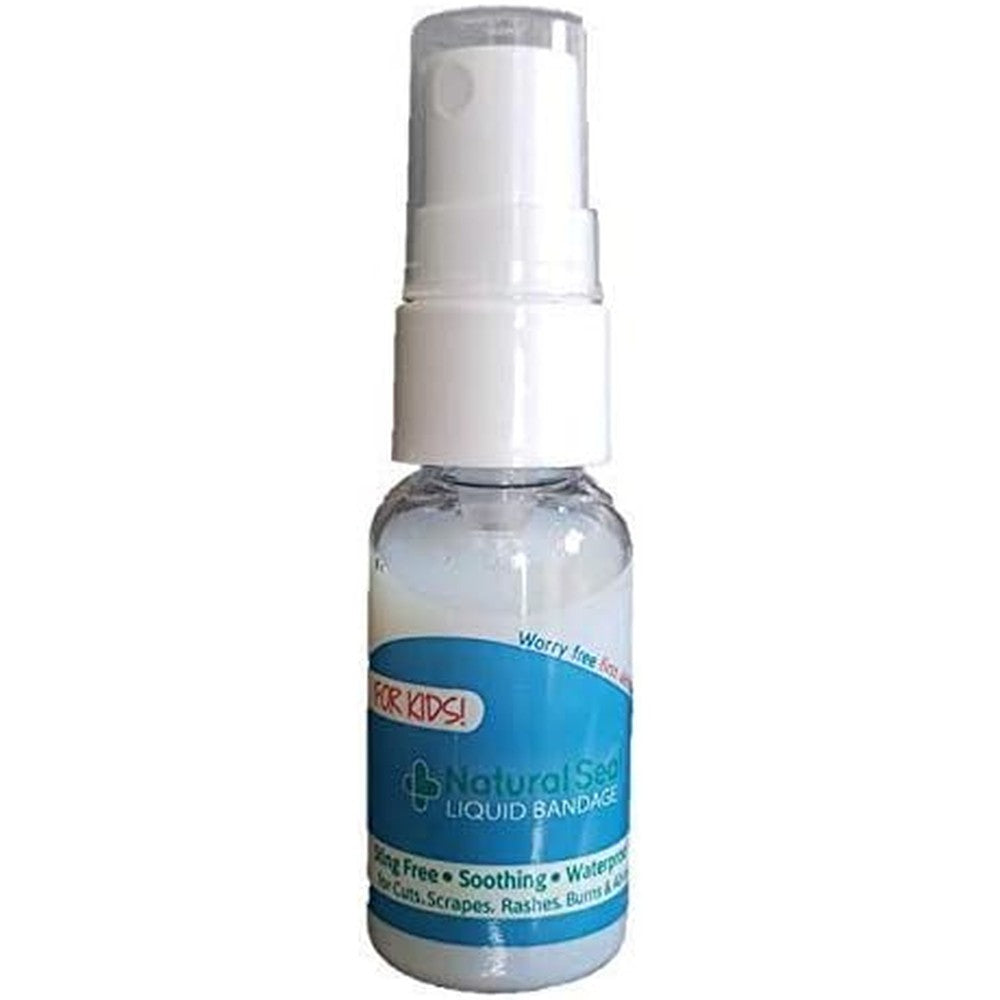 KeriCure Kids Natural Seal Liquid Bandage Spray front view of one ounce bottle for child wound care