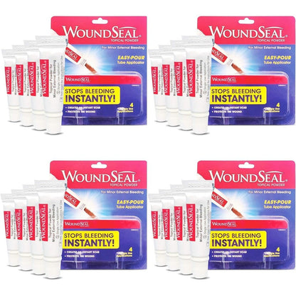 WoundSeal Topical Powder pack of four front packaging view for first aid emergency bleeding care.