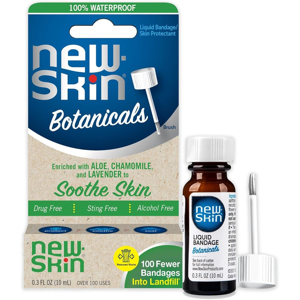 New-Skin Botanicals Liquid Bandage front view of 0.3 Ounce bottle for sting free wound care.