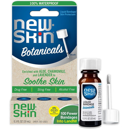 New-Skin Botanicals Liquid Bandage front view of 0.3 Ounce bottle for sting free wound care.