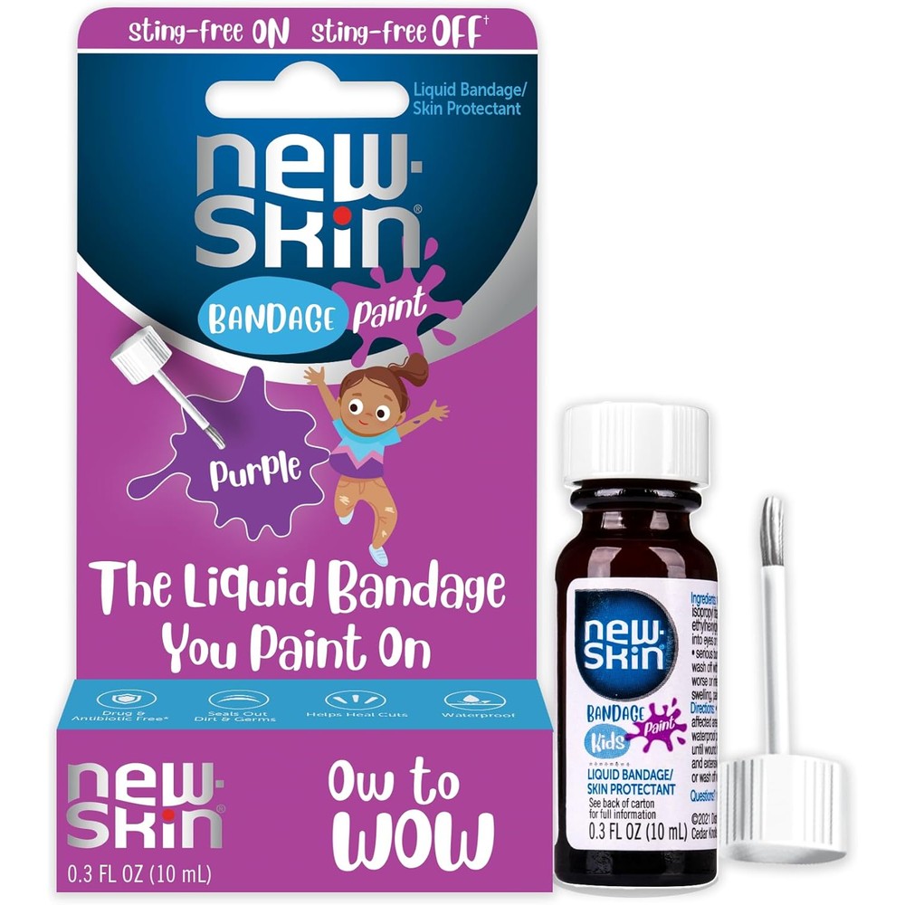 New Skin Kids Liquid Bandage Paint 0.3 Ounce front view bottle for children first aid care