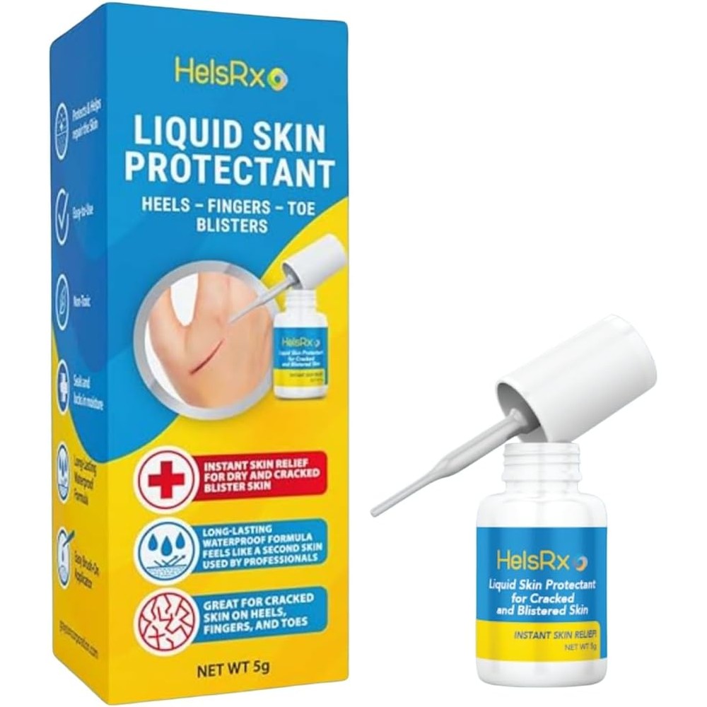 HelsRx Liquid Bandage Glue front packaging view showing blue and yellow box for cracked skin repair.
