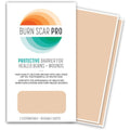 Burn Scar Pro Silicone Scar Sheets front packaging showing two large patches.