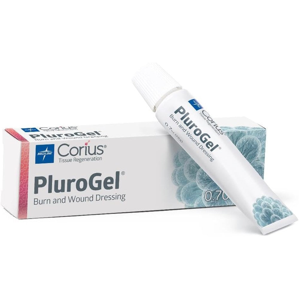 Medline PluroGel Burn and Wound Dressing 0.7 Ounce tube front view for clinical wound care.
