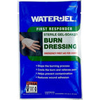 Safecross Water-JEL Sterile Burn Dressing 4x4 inch front view foil packaging.